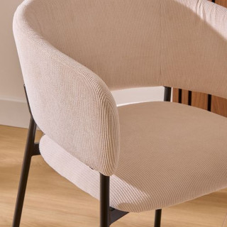 Lot de 2 fauteuils à diner en velours SOLEA - Beige