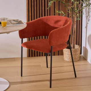 Lot de 2 fauteuils à diner en velours SOLEA - Terracotta