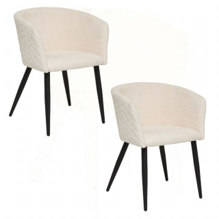 Lot de 2 fauteuils à diner en tissu chenille MARLO - Ivoire