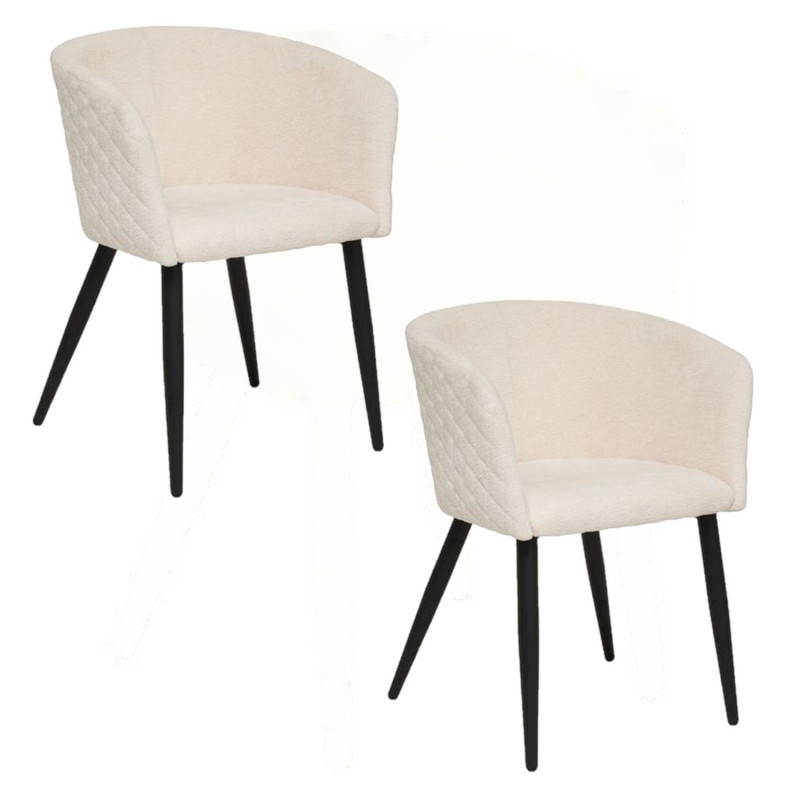 Lot de 2 fauteuils à diner en tissu chenille MARLO - Ivoire