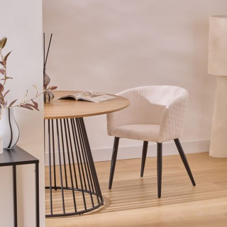 Lot de 2 fauteuils à diner en tissu chenille MARLO - Ivoire