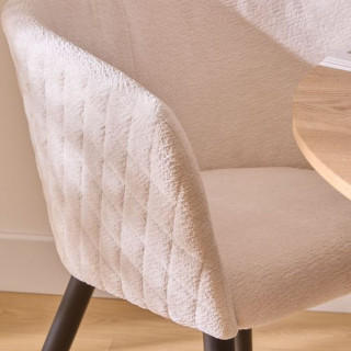 Lot de 2 fauteuils à diner en tissu chenille MARLO - Ivoire