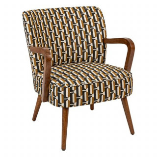 Fauteuil avec tissu jacquard CHIARA - Noir et beige