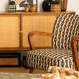 Fauteuil avec tissu jacquard CHIARA - Noir et beige