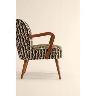 Fauteuil avec tissu jacquard CHIARA - Noir et beige