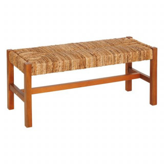 Banc 2 places avec assise tressée en bois SIDOAN - Marron