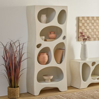 Meuble étagère 6 niches forme organique CHESNI - Ivoire