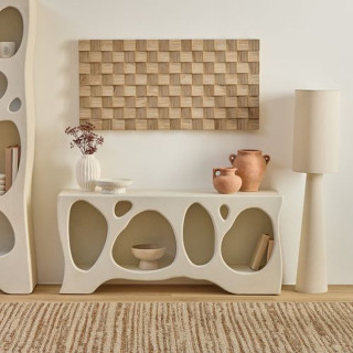 Meuble bas 4 niches forme organique CHESNI - Ivoire