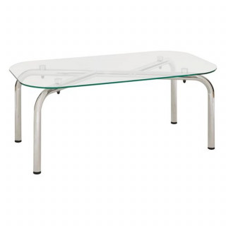 Table basse en verre et métal chromé HECATE