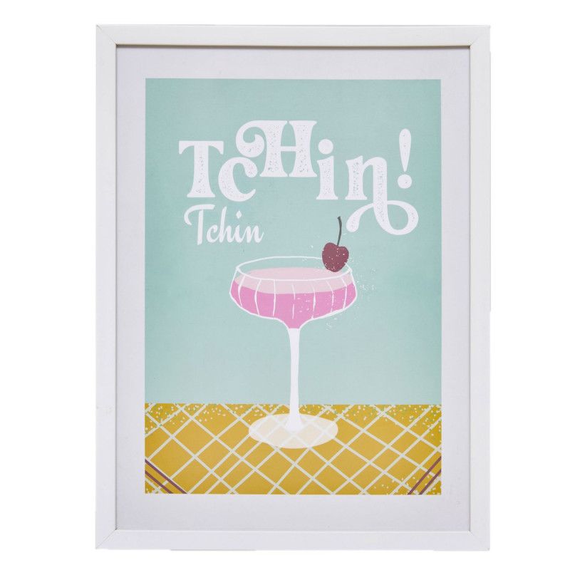 Affiche encadrée Tchin Tchin - 30 x 40 cm - Bleu clair