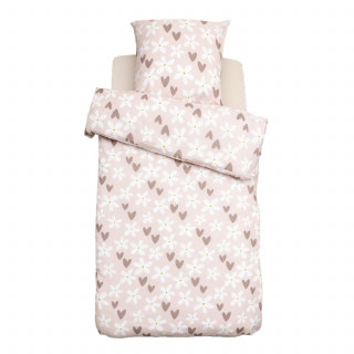 Parure de lit enfant motifs cœurs BILLIE - 48 fils/cm² - 140 x 200 cm