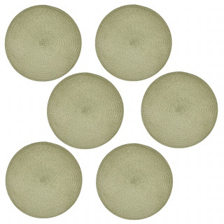 Lot de 6 sets de table tressés AFHIR - Diam. 38 cm - Vert Olive