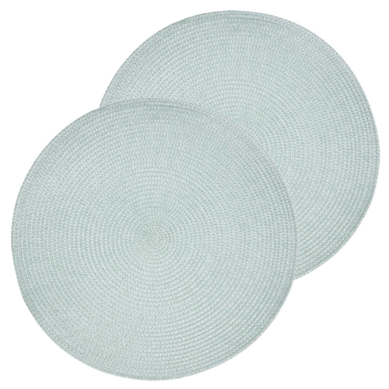 Lot de 2 sets de table tressés AFHIR - Diam. 38 cm - Céladon