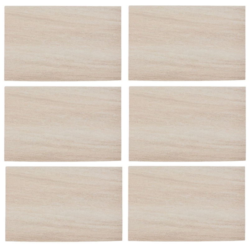 Lot de 6 sets de table effet travertin AUTHENTIQUE - 45 x 30 cm Lot de 6 sets de table effet travertin AUTHENTIQUE - 45 x 30 cm