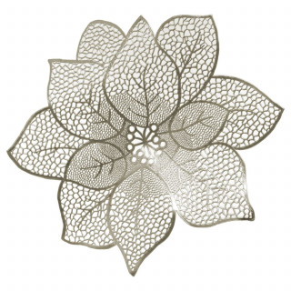 Lot de 6 sets de table motif fleur - Diam. 44 cm - Doré