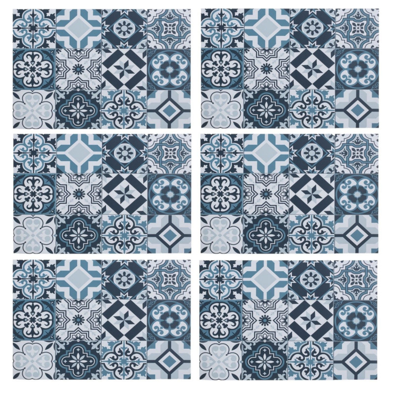 Lot de 6 sets de table mosaïque carreaux de ciment - 45 x 30 cm - Bleu Lot de 6 sets de table mosaïque carreaux de ciment - 45 x 30 cm - Bleu