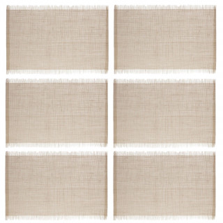 Lot de 6 sets de table à franges - 45 x 30 cm - Naturel