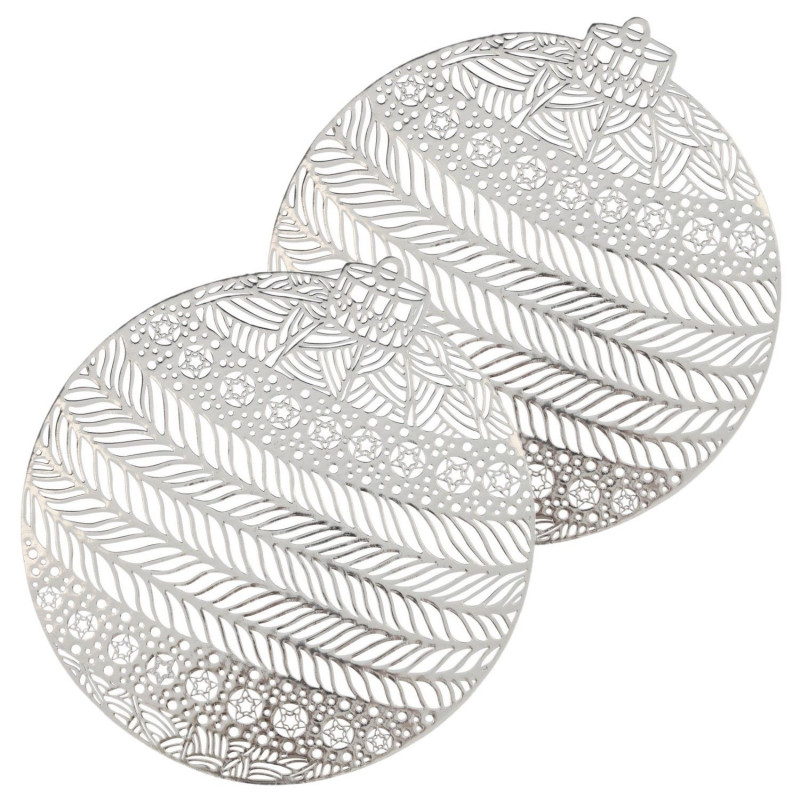 Lot de 2 sets de table boule de Noël - Diam 38 cm - Argent Lot de 2 sets de table boule de Noël - Diam 38 cm - Argent