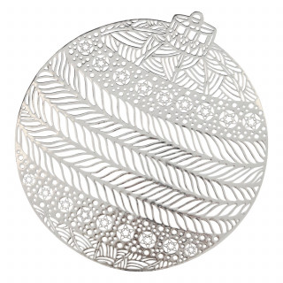 Lot de 2 sets de table boule de Noël - Diam 38 cm - Argent