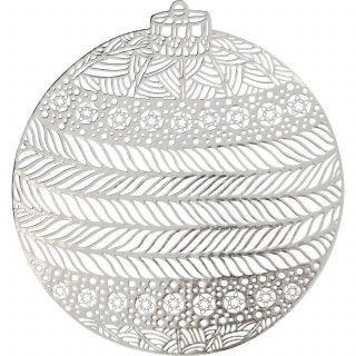 Lot de 2 sets de table boule de Noël - Diam 38 cm - Argent