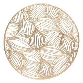 Lot de 6 sets de table motif feuillage ATOMNE - Diam 38 cm - Doré