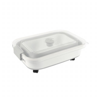 Boite conteneur à croquettes pliable avec roues - Blanc
