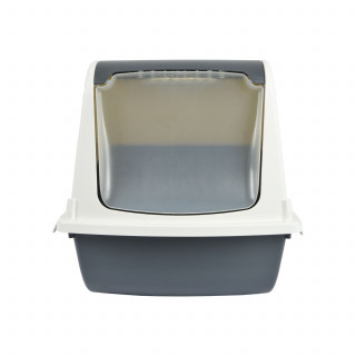 Maison de toilette litière pour chat avec pelle SOCKS - Blanc et gris anthracite