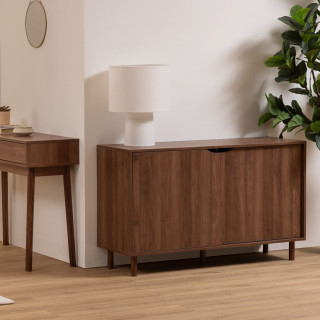 Buffet 2 portes coulissantes effet noyer SLIDY - Marron