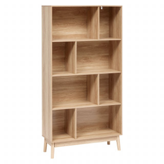 Bibliothèque 8 niches effet bois naturel ABANA - Beige