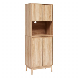 Buffet de cuisine 1 niche et 4 portes effet bois naturel ABANA - Beige