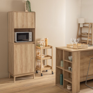 Buffet de cuisine 1 niche et 4 portes effet bois naturel ABANA - Beige