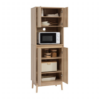 Buffet de cuisine 1 niche et 4 portes effet bois naturel ABANA - Beige