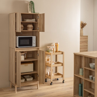 Buffet de cuisine 1 niche et 4 portes effet bois naturel ABANA - Beige