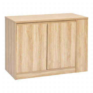 Ilot central 2 portes et 6 niches effet bois naturel ABANA - Beige
