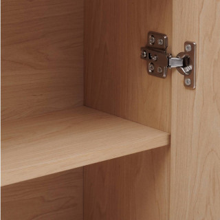Armoire de salle de bain 2 portes avec miroir effet bois clair LIORA - Beige