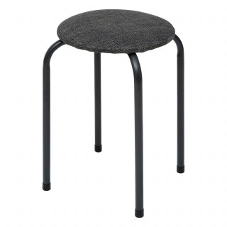 Tabouret d'appoint en métal et tissu chiné FLEXY - Gris foncé