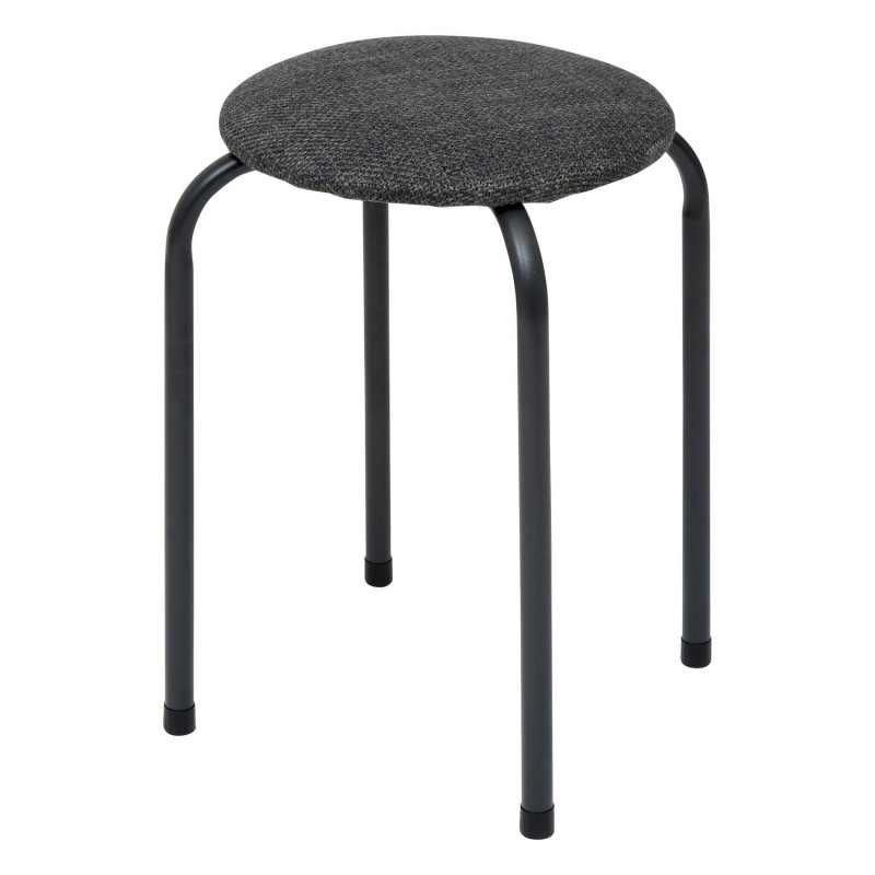 Tabouret d'appoint en métal et tissu chiné FLEXY - Gris foncé
