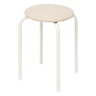 Tabouret d'appoint en métal et tissu chiné FLEXY - Beige
