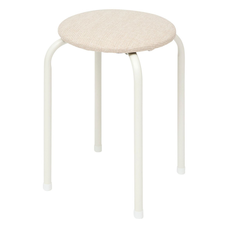 Tabouret d'appoint en métal et tissu chiné FLEXY - Beige