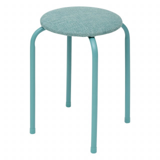 Tabouret d'appoint en métal et tissu chiné FLEXY - Vert Céladon