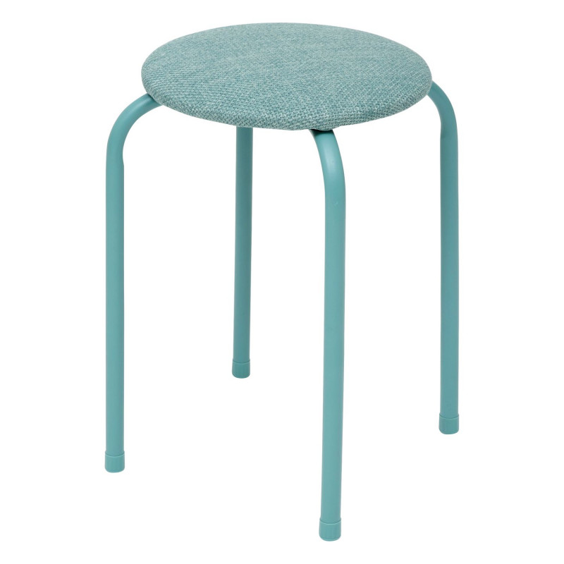 Tabouret d'appoint en métal et tissu chiné FLEXY - Vert Céladon