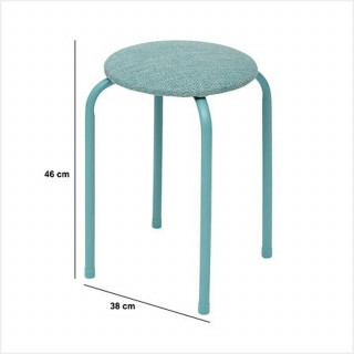 Tabouret d'appoint en métal et tissu chiné FLEXY - Vert Céladon
