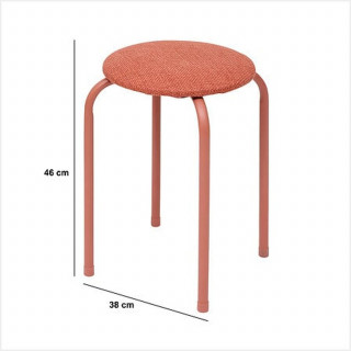 Tabouret d'appoint en métal et tissu chiné FLEXY - Sienne