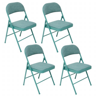 Lot de 4 chaises pliantes en tissu chiné FLEXY - Vert