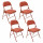 Lot de 4 chaises pliantes en tissu chiné FLEXY - Rouge