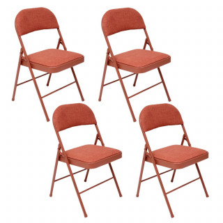 Lot de 4 chaises pliantes en tissu chiné FLEXY - Rouge