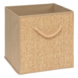 Lot de 6 boîtes de rangement effet rotin STEMY - L. 31 x l. 31 x H. 31 cm - Beige