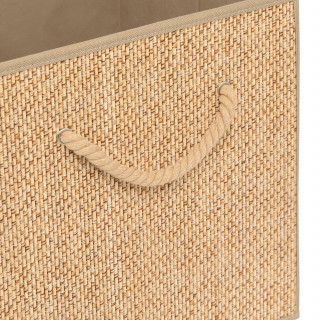 Lot de 6 boîtes de rangement effet rotin STEMY - L. 31 x l. 31 x H. 31 cm - Beige