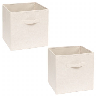 Lot 2 boîtes de rangement TIDY BOX - L. 31 x l. 31 x H. 31 cm - Beige