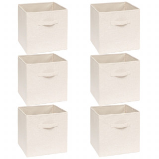 Lot 6 boîtes de rangement TIDY BOX - L. 31 x l. 31 x H. 31 cm - Beige